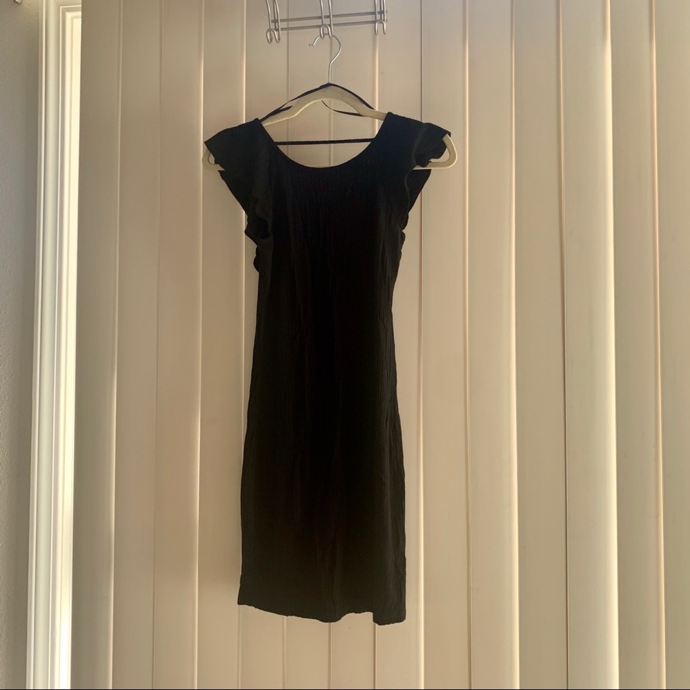 DONATED Black Ruffle Dress w Scoop Back - Picture 1 of 2